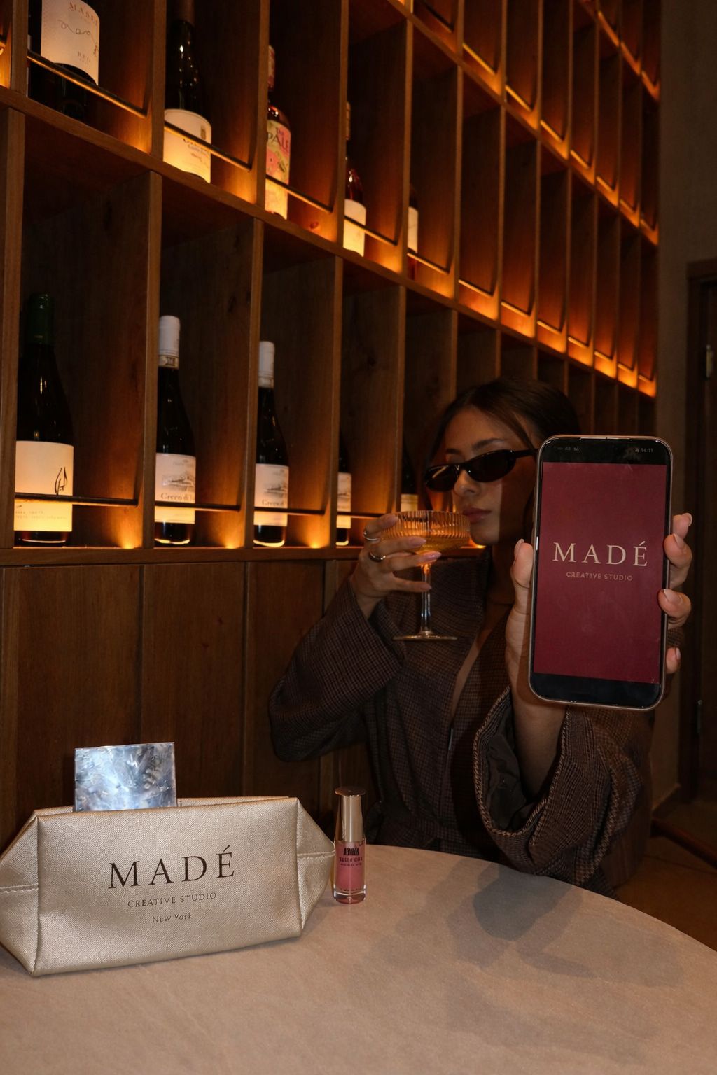 MADÉ Creative Studio branding at wine bar